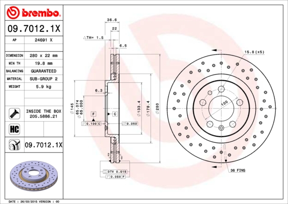 Brembo Remschijven 09.7012.1X