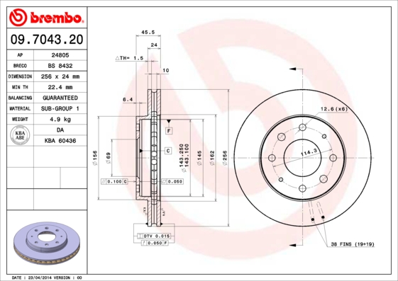 Brembo Remschijven 09.7043.20