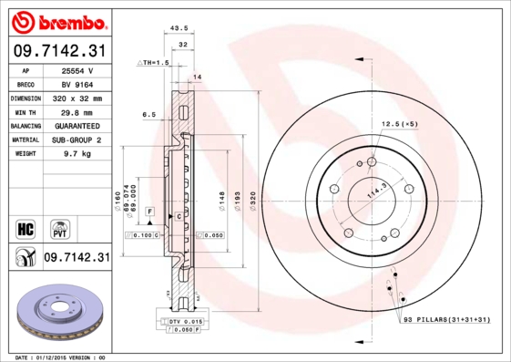 Remschijven Brembo 09.7142.31