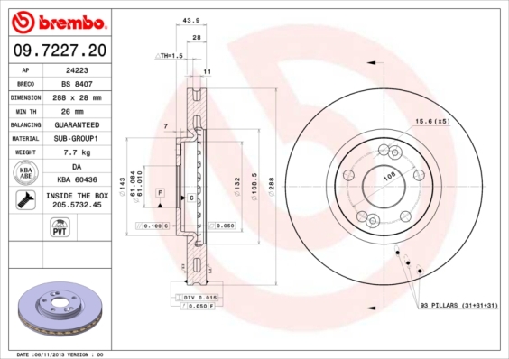 Brembo Remschijven 09.7227.20