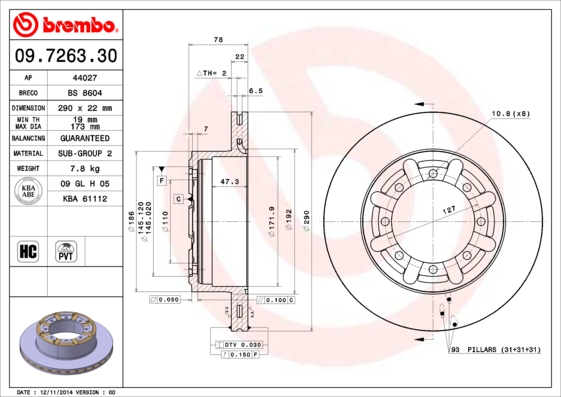 Brembo Remschijven 09.7263.30