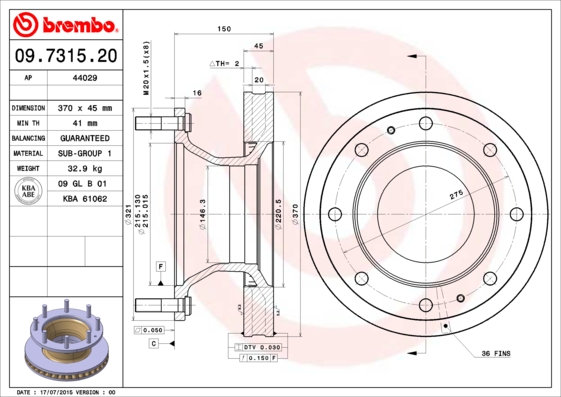 Brembo Remschijven 09.7315.20