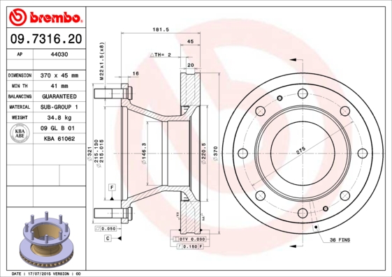 Brembo Remschijven 09.7316.20