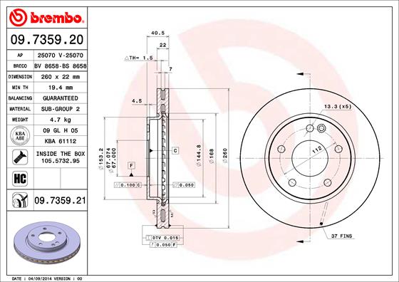 Brembo Remschijven 09.7359.21