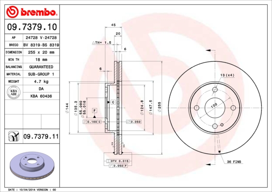 Brembo Remschijven 09.7379.11