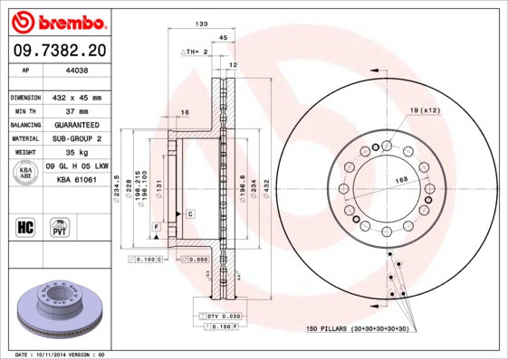 Brembo Remschijven 09.7382.20