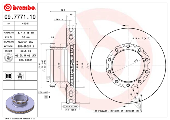 Remschijven Brembo 09.7771.10
