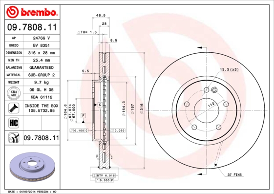 Brembo Remschijven 09.7808.11