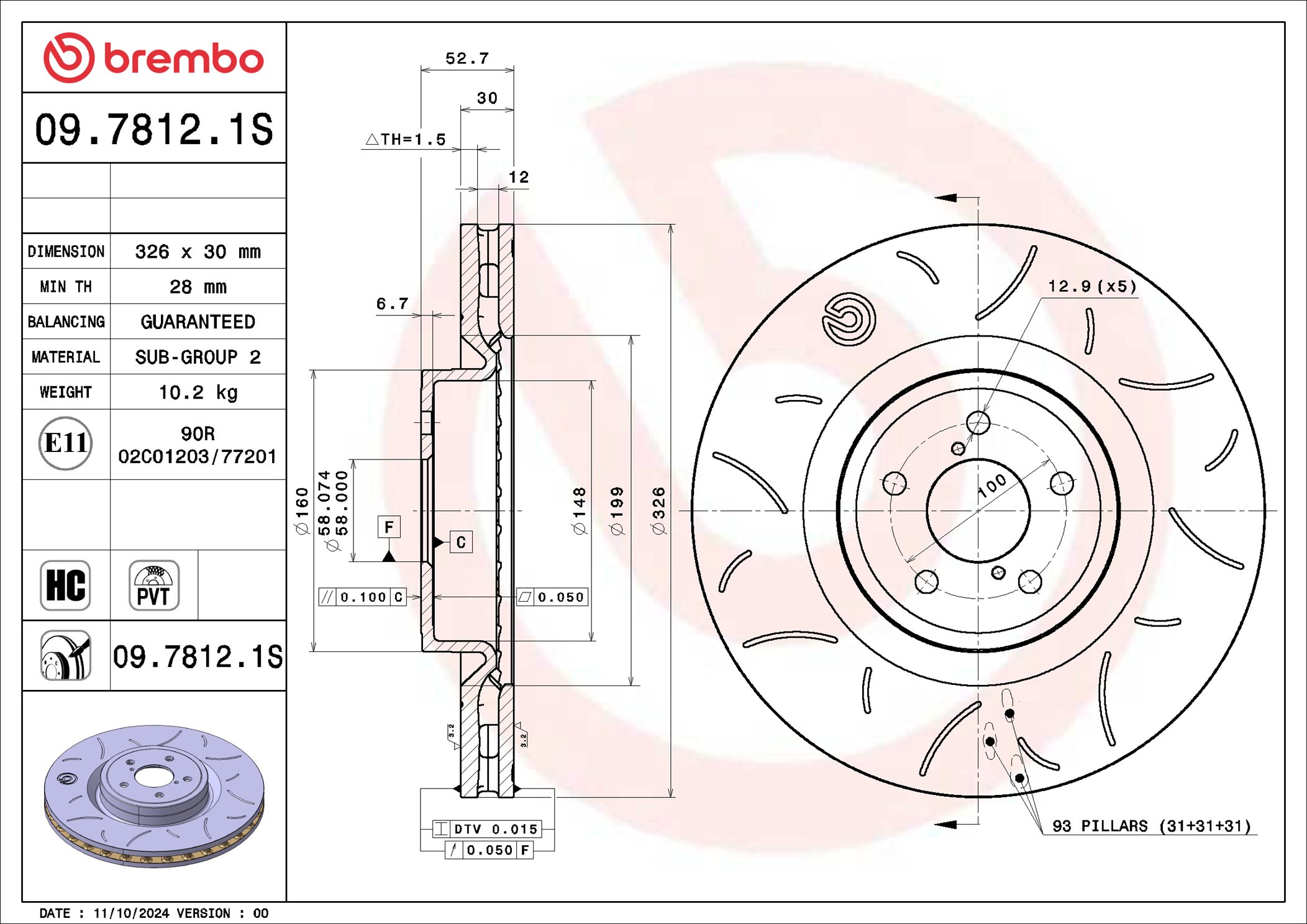 Remschijf Brembo 09.7812.1S