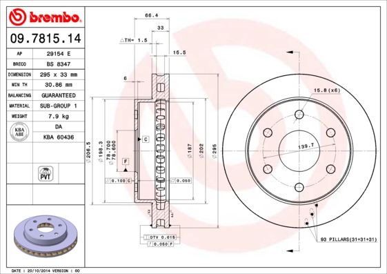 Brembo Remschijven 09.7815.14