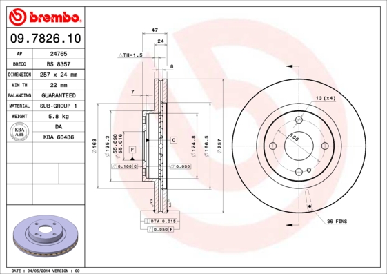 Brembo Remschijven 09.7826.10