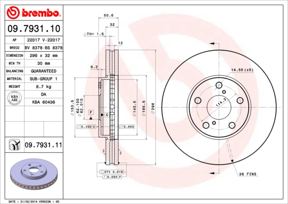 Remschijven Brembo 09.7931.10