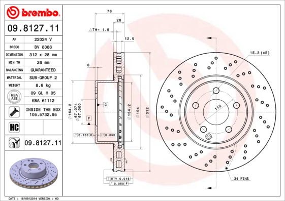 Brembo Remschijven 09.8127.11