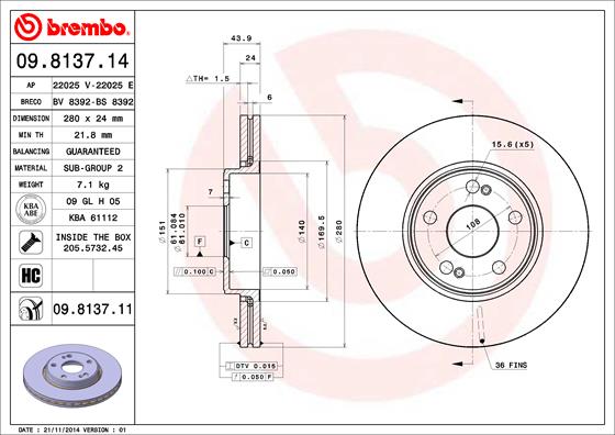 Brembo Remschijven 09.8137.11