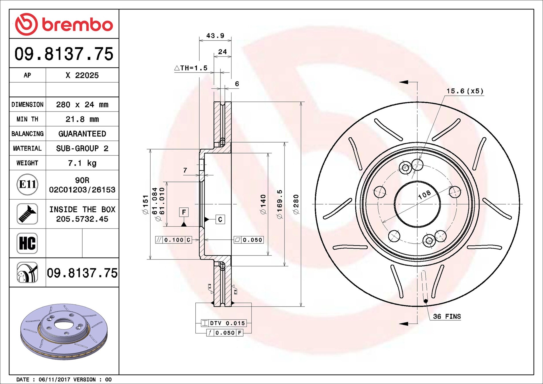 Brembo Remschijven 09.8137.75
