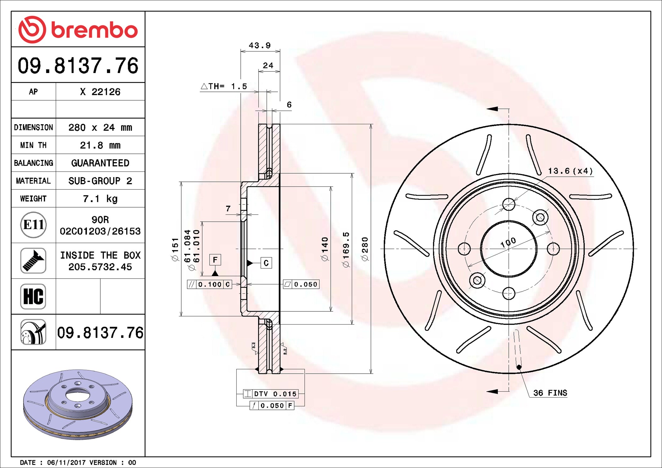 Brembo Remschijven 09.8137.76