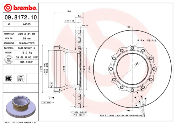 Remschijven Brembo 09.8172.10