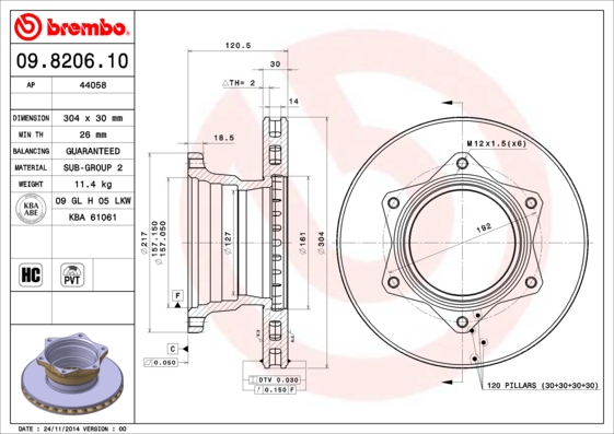 Brembo Remschijven 09.8206.10