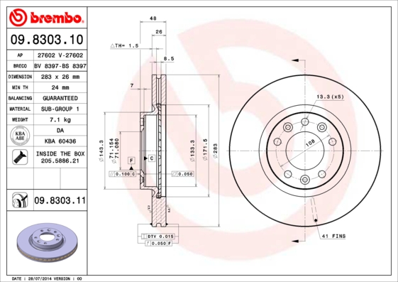 Brembo Remschijven 09.8303.11