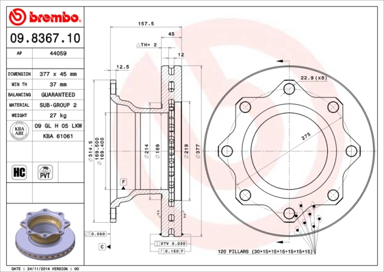 Brembo Remschijven 09.8367.10