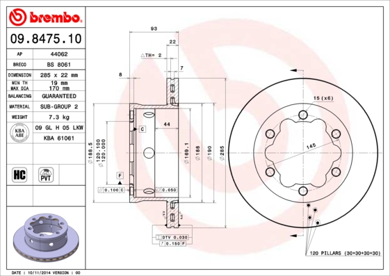 Brembo Remschijven 09.8475.10