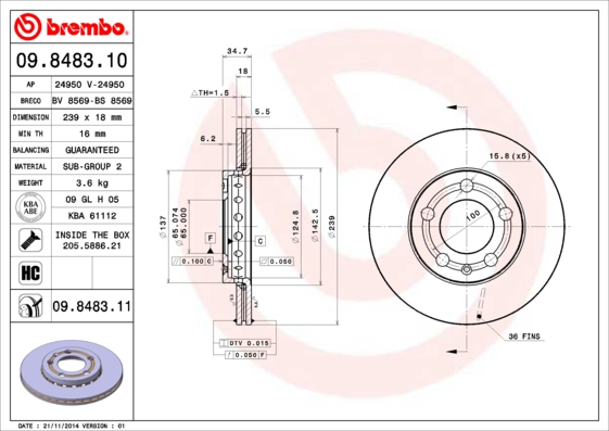 Brembo Remschijven 09.8483.11