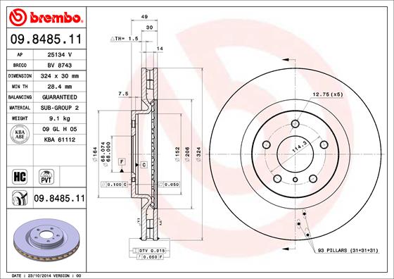 Brembo Remschijven 09.8485.11