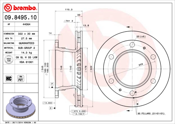 Brembo Remschijven 09.8495.10