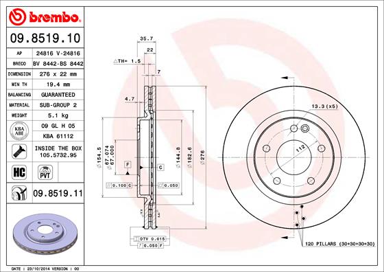 Brembo Remschijven 09.8519.11