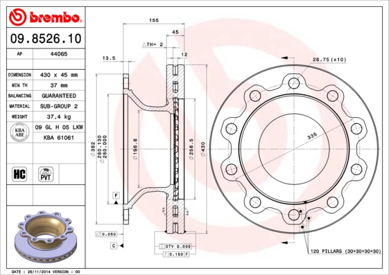Brembo Remschijven 09.8526.10