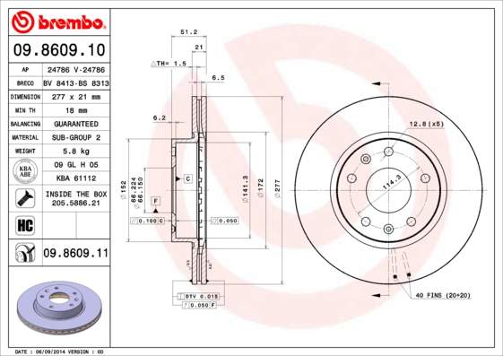 Brembo Remschijven 09.8609.11