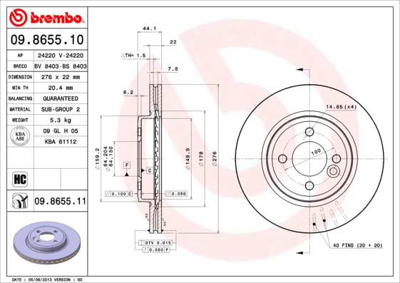 Brembo Remschijven 09.8655.11