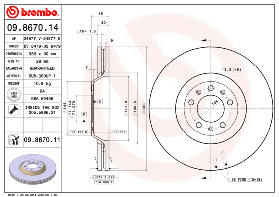 Brembo Remschijven 09.8670.11