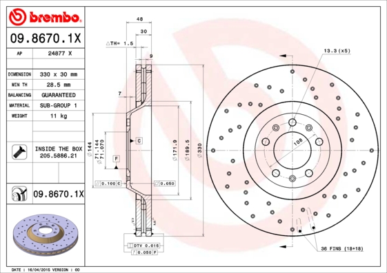 Brembo Remschijven 09.8670.1X