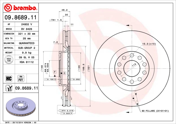 Brembo Remschijven 09.8689.11