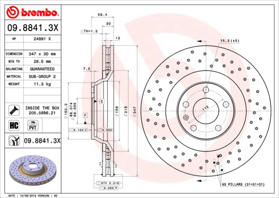 Brembo Remschijven 09.8841.3X