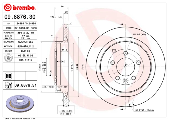 Brembo Remschijven 09.8876.31