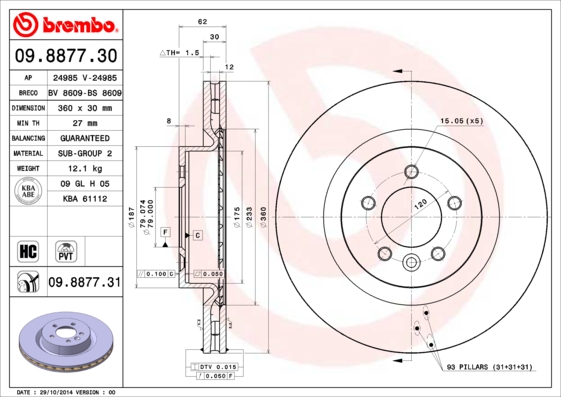Brembo Remschijf 09.8877.31