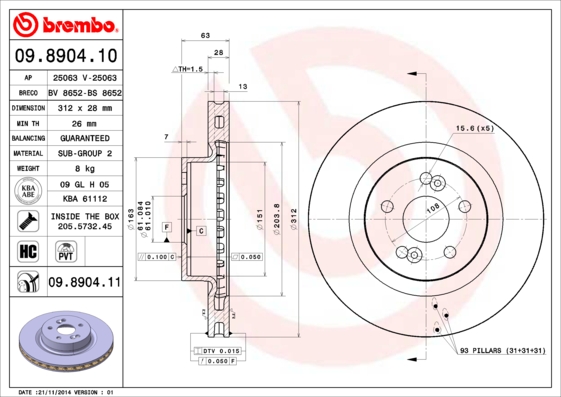 Brembo Remschijven 09.8904.11