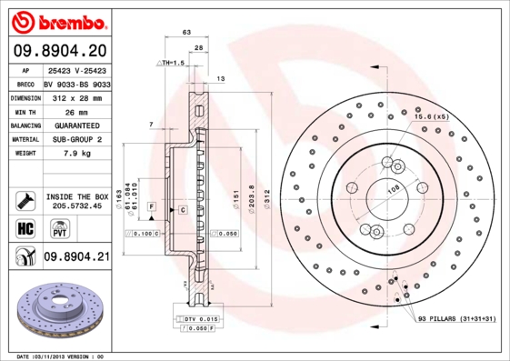 Brembo Remschijven 09.8904.21