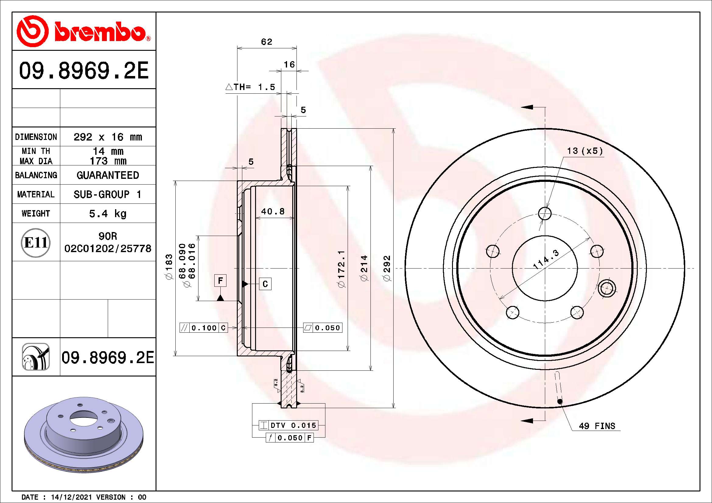 Remschijven Brembo KT 08 020