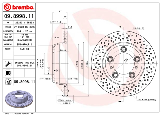 Brembo Remschijven 09.8998.11