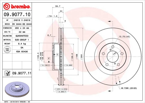 Remschijven Brembo 09.9077.11