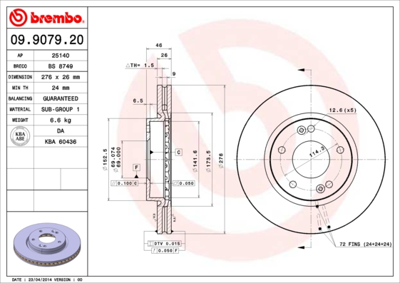 Brembo Remschijven 09.9079.20