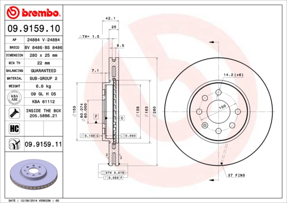 Brembo Remschijven 09.9159.11