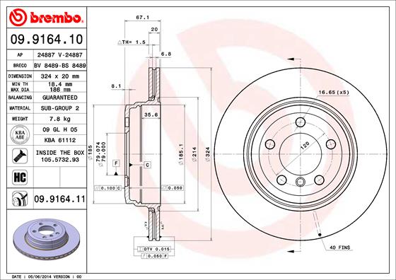 Remschijven Brembo 09.9164.11