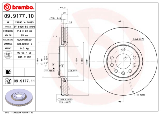 Brembo Remschijven 09.9177.11