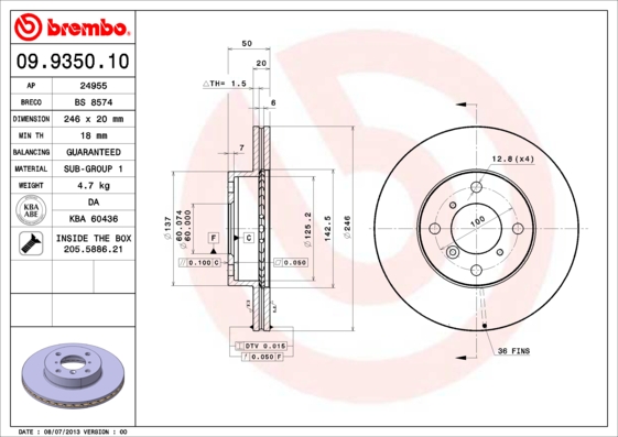 Brembo Remschijven 09.9350.10