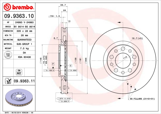 Brembo Remschijven 09.9363.11