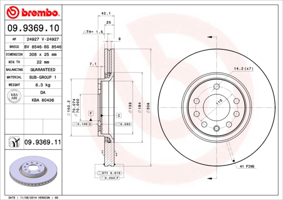 Brembo Remschijven 09.9369.11